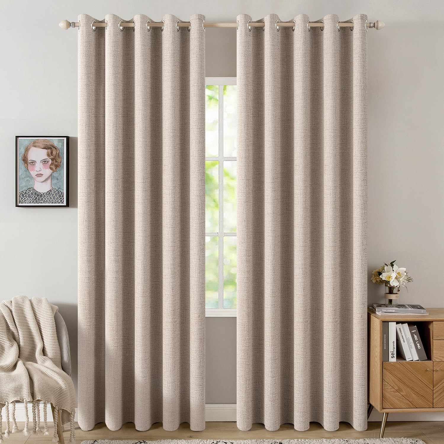 100% Blackout Linen Curtains for Bedroom & Living Room