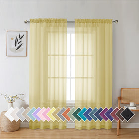 Airy Sheer Voile Curtains Set for Living Room & Bedroom