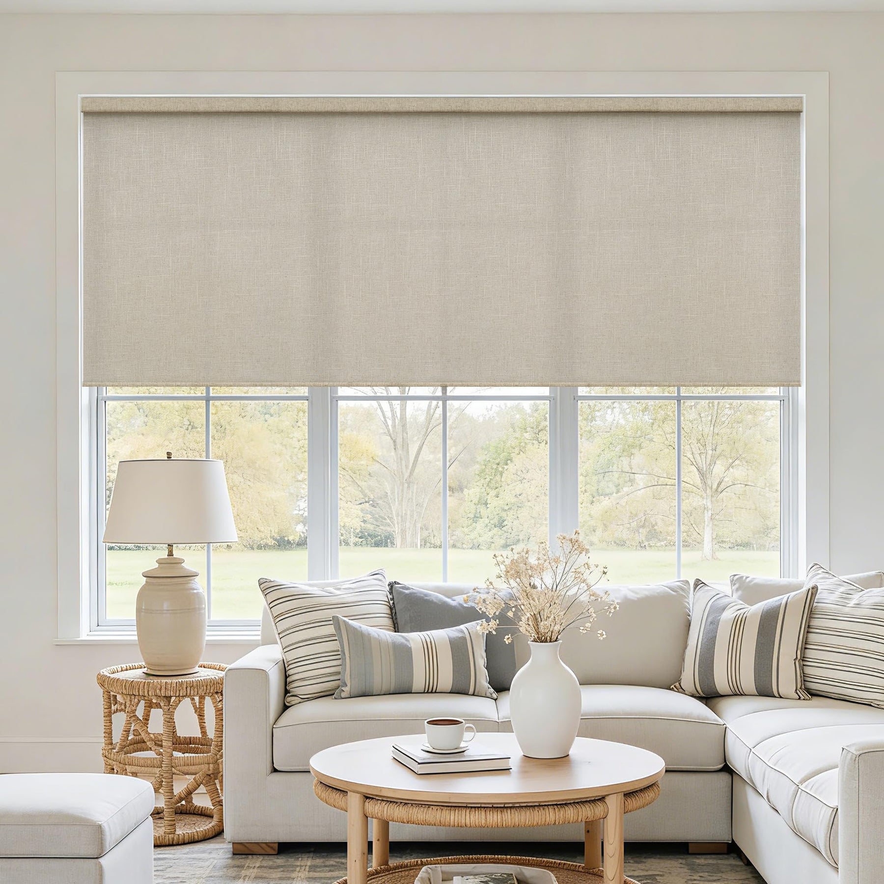 Cordless Light Filtering Roller Shades for Windows