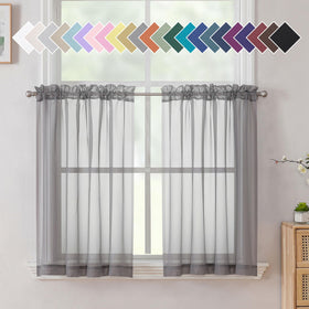 Airy Sheer Voile Curtains Set for Living Room & Bedroom