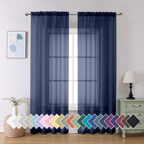 Airy Sheer Voile Curtains Set for Living Room & Bedroom