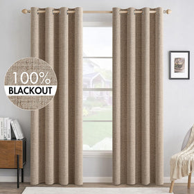 100% Blackout Linen Curtains for Bedroom & Living Room