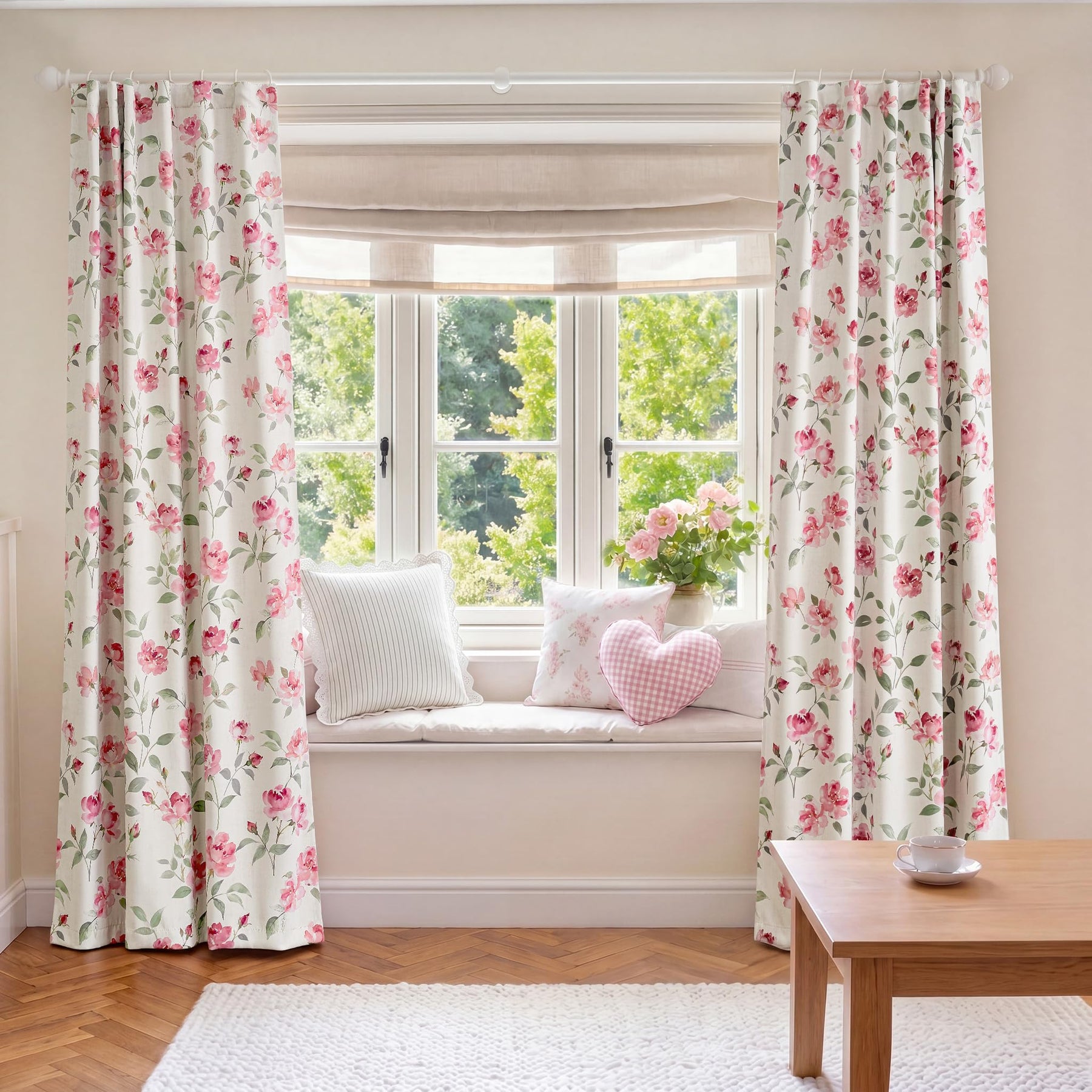 Boho Floral Room Darkening Linen Curtains
