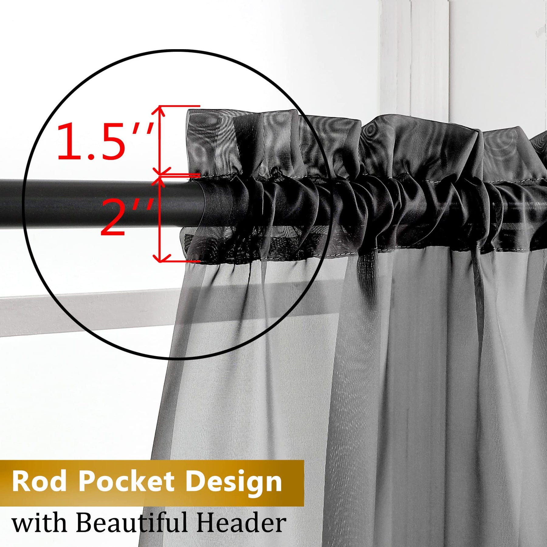 Airy Sheer Voile Curtains Set for Living Room & Bedroom