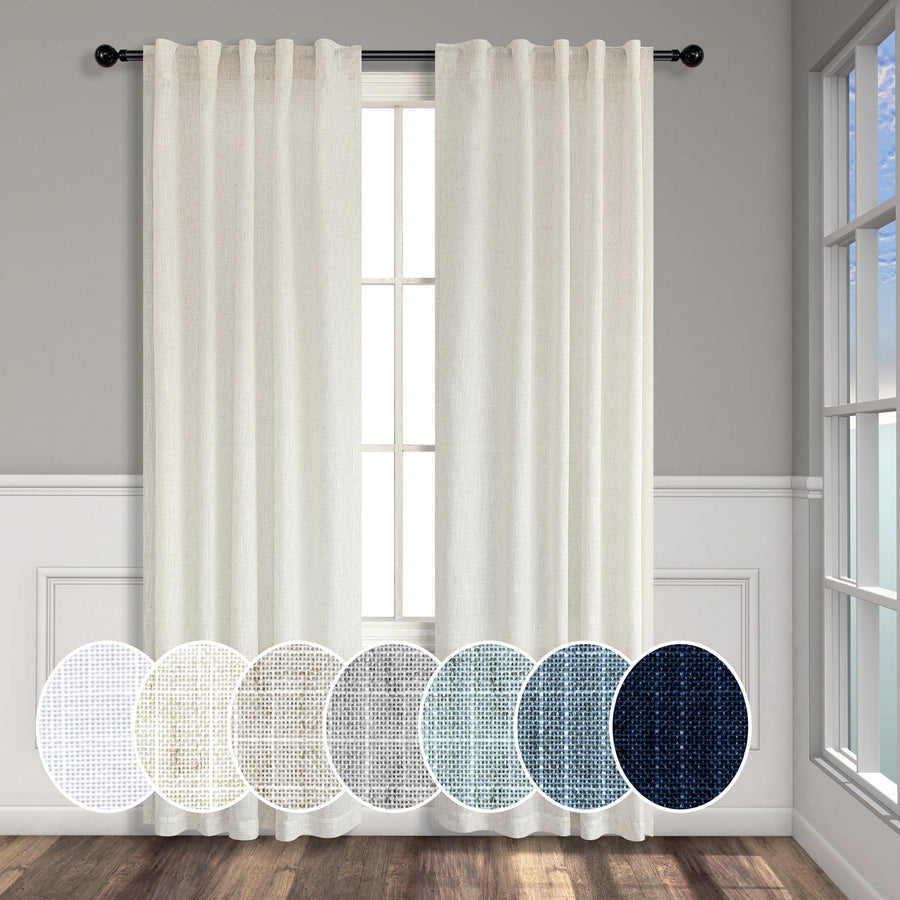 Pitalk Back Tab Linen Blend Sheer Curtains for Living Room