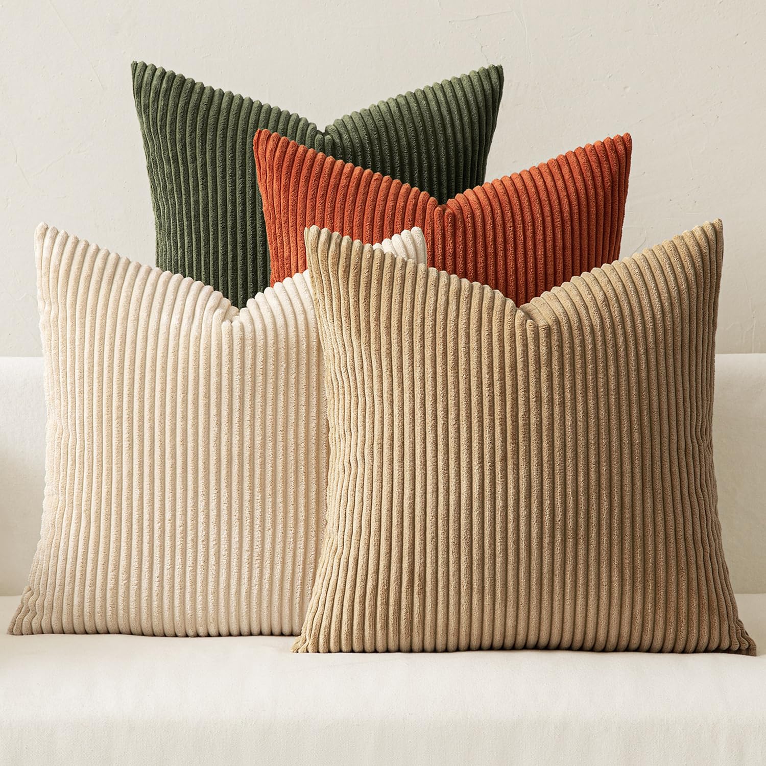 Boho Corduroy Throw Pillow Covers Set of 4