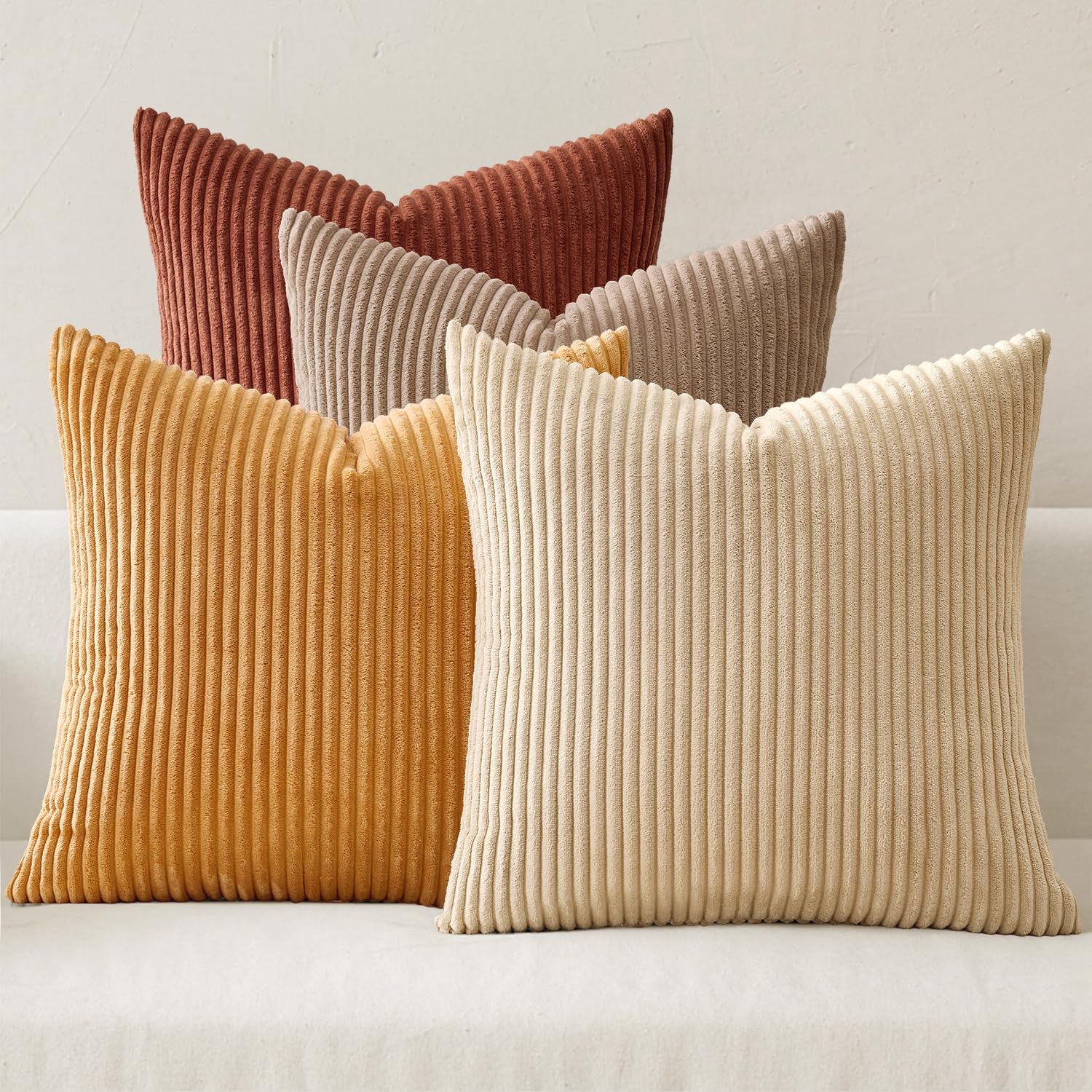 Boho Corduroy Throw Pillow Covers Set of 4