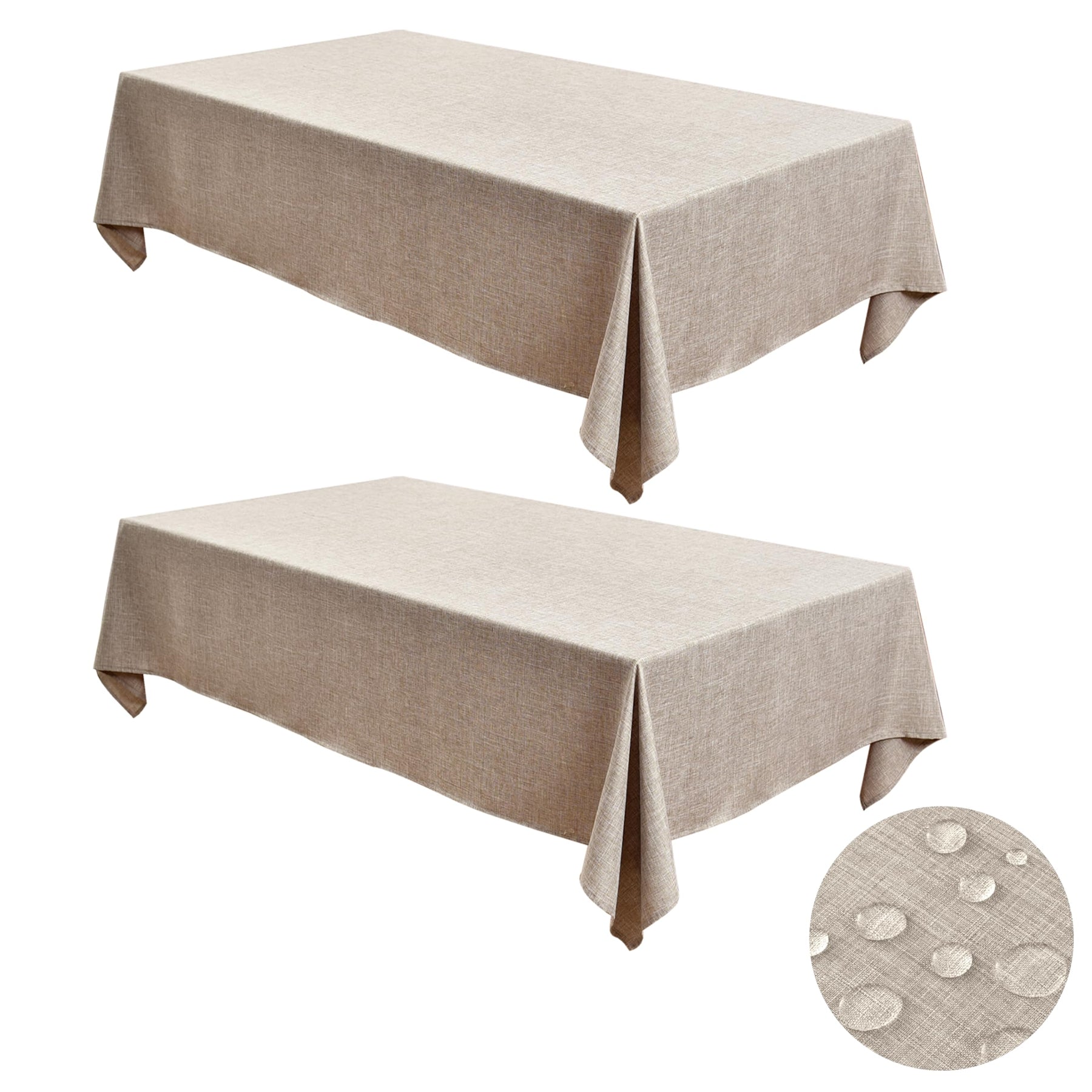 Faux Linen Wrinkle Free Tablecloth Set of 2