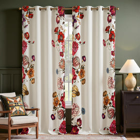 Boho Floral Room Darkening Linen Curtains