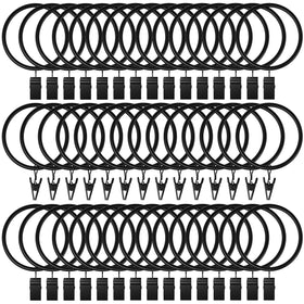 Curtain Rings with Clips Hooks, Drapery Rings Stainless Steel Metal Curtain Hangers Clips