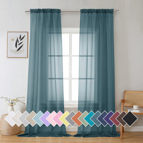 Airy Sheer Voile Curtains Set for Living Room & Bedroom