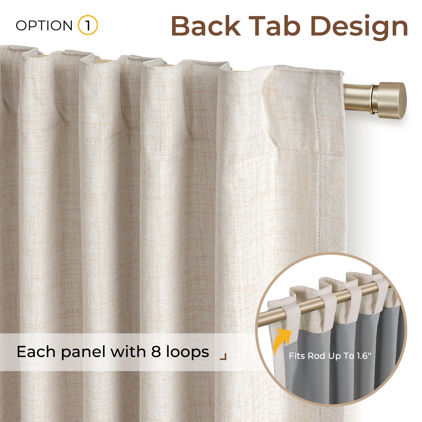 100% Blackout Linen Curtains for Bedroom