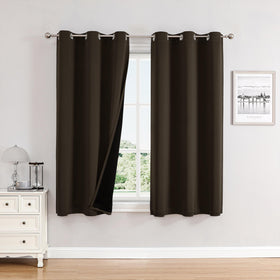 100% Blackout Thermal Insulated Grommet Curtains Set