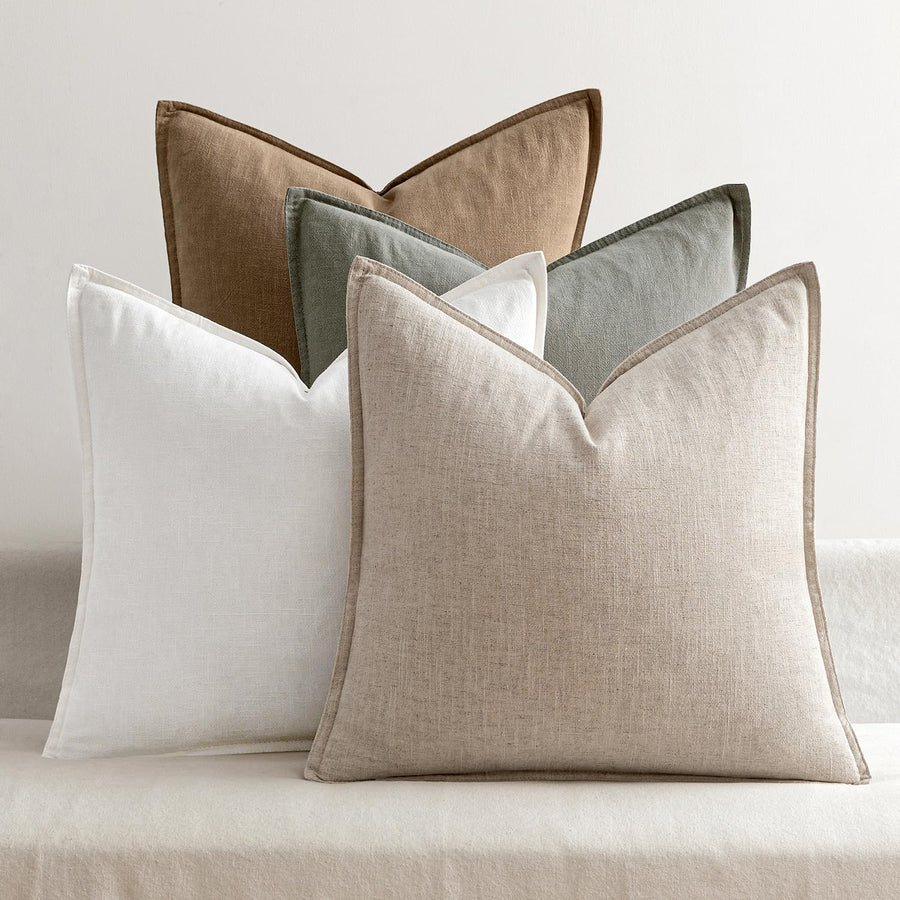 Linen Throw Pillow Covers Set of 4