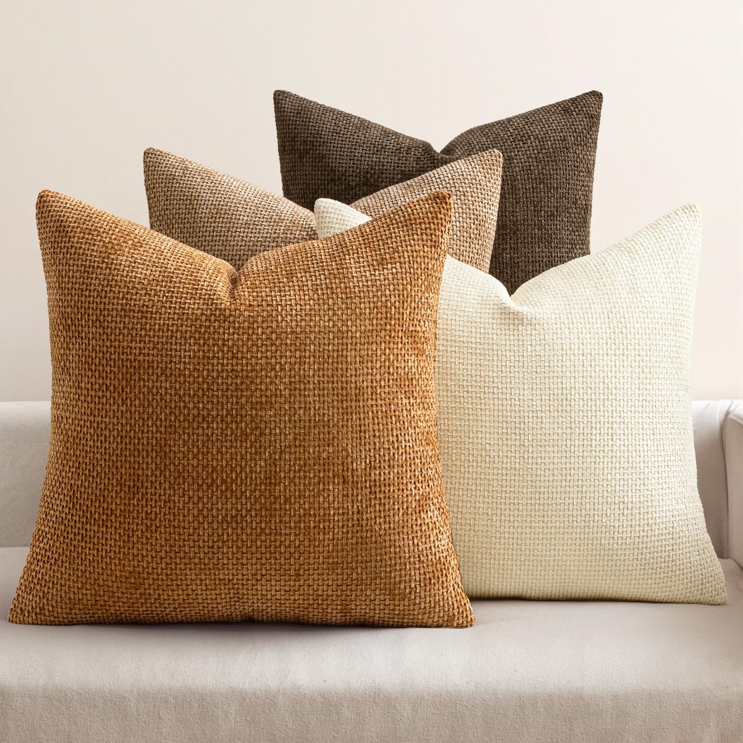 Chenille Throw Pillow Covers Set of 4