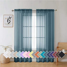 Airy Sheer Voile Curtains Set for Living Room & Bedroom
