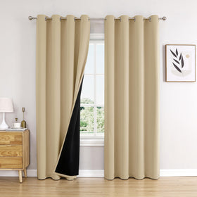 100% Blackout Thermal Insulated Grommet Curtains Set