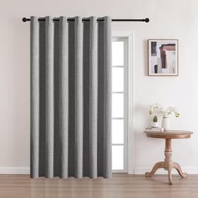 Full Blackout Faux Linen Grommet Curtains