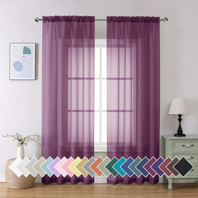 Airy Sheer Voile Curtains Set for Living Room & Bedroom
