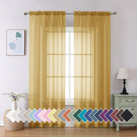 Airy Sheer Voile Curtains Set for Living Room & Bedroom
