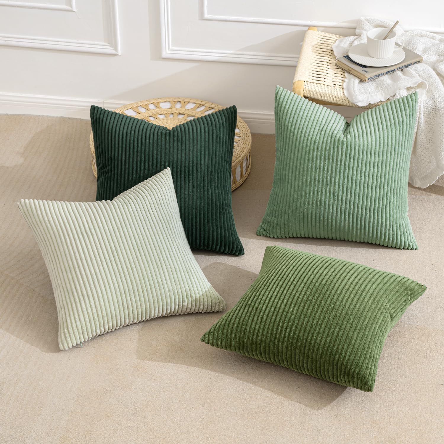 Boho Corduroy Throw Pillow Covers Set of 4