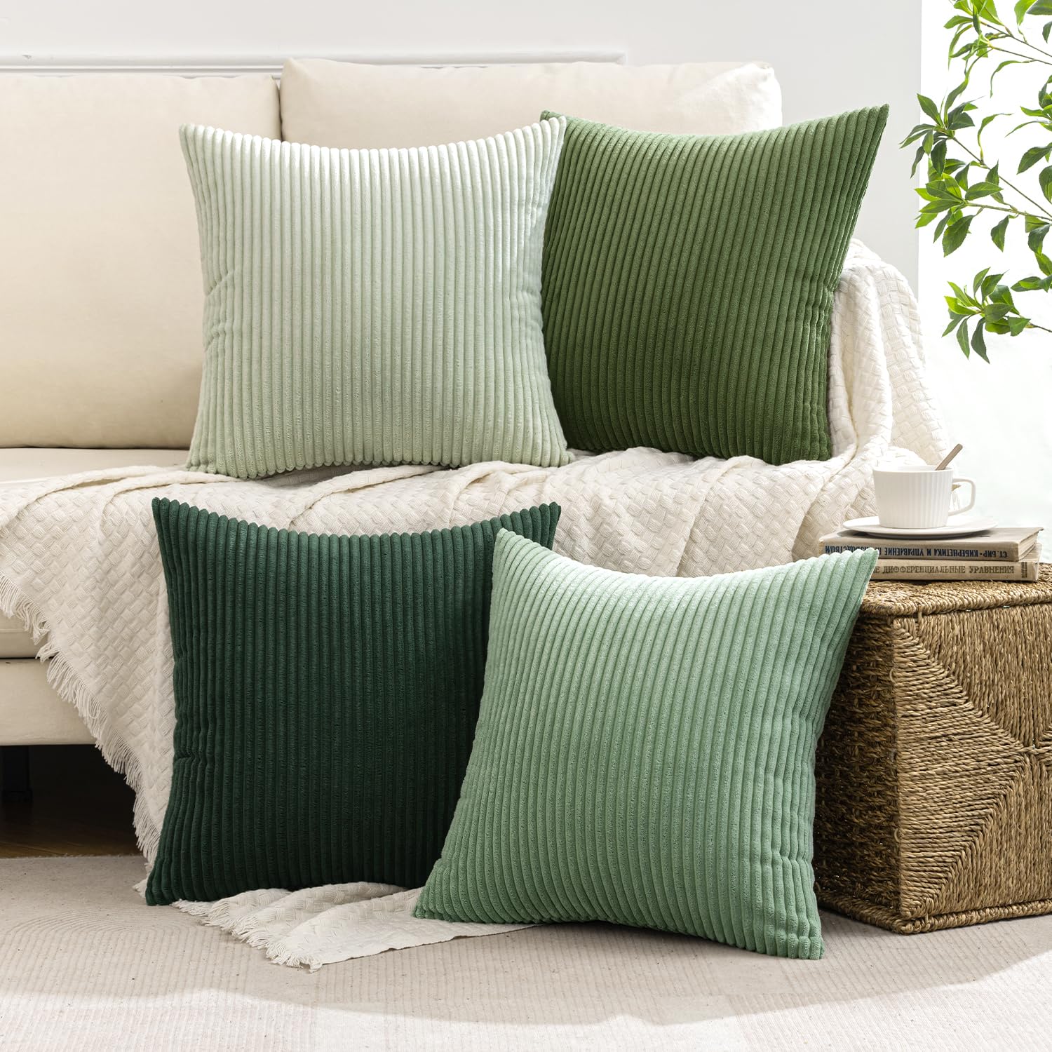 Boho Corduroy Throw Pillow Covers Set of 4