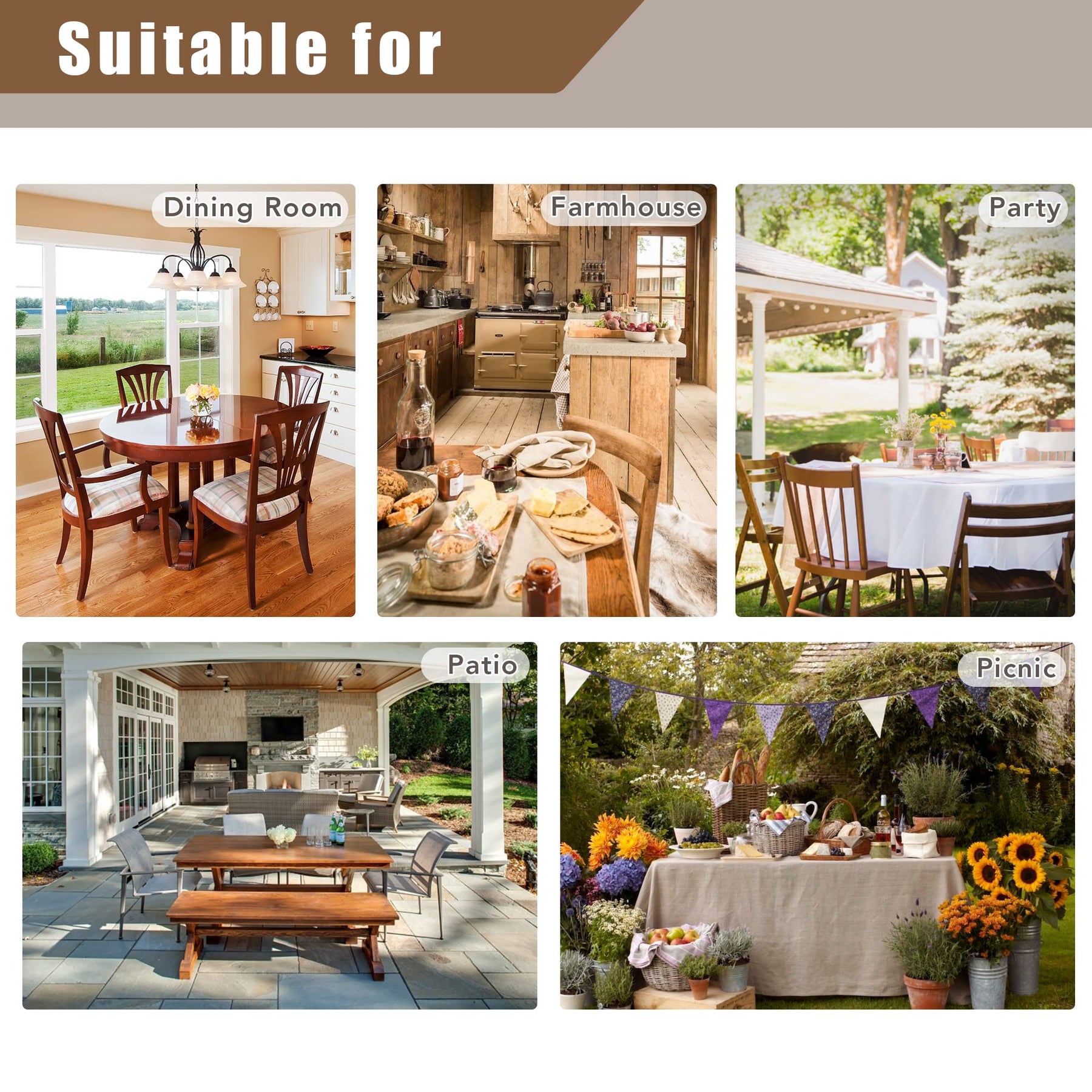 Fitable Faux Linen Tableclothes for Dining Kitchen Wedding Banquet Party