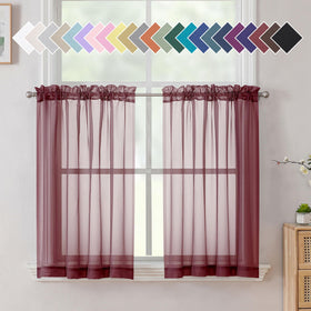 Airy Sheer Voile Curtains Set for Living Room & Bedroom