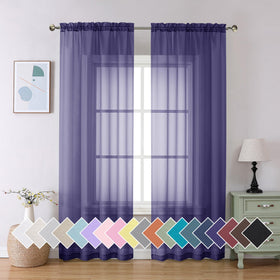 Airy Sheer Voile Curtains Set for Living Room & Bedroom