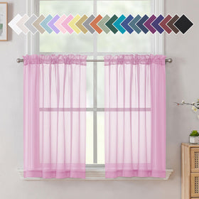 Airy Sheer Voile Curtains Set for Living Room & Bedroom