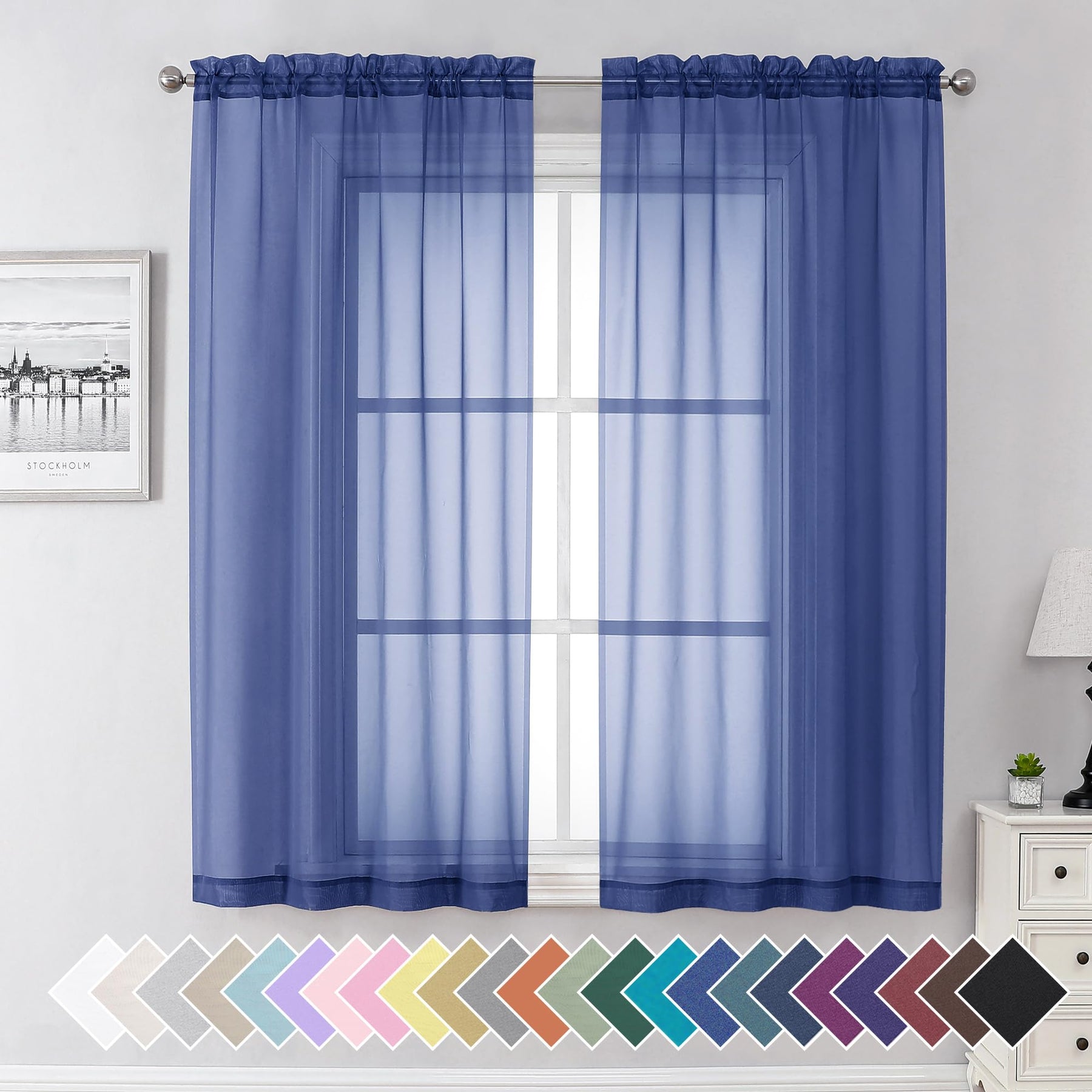 Airy Sheer Voile Curtains Set for Living Room & Bedroom