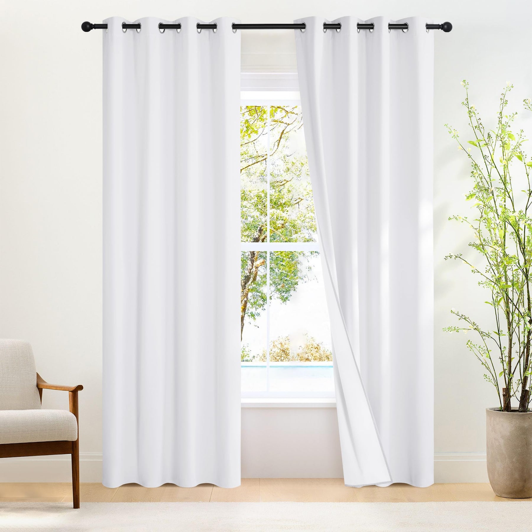 Grommet Blackout Curtains Set for Windows