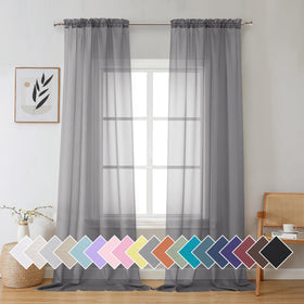 Airy Sheer Voile Curtains Set for Living Room & Bedroom