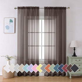 Airy Sheer Voile Curtains Set for Living Room & Bedroom