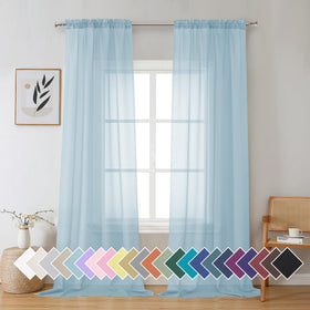 Airy Sheer Voile Curtains Set for Living Room & Bedroom