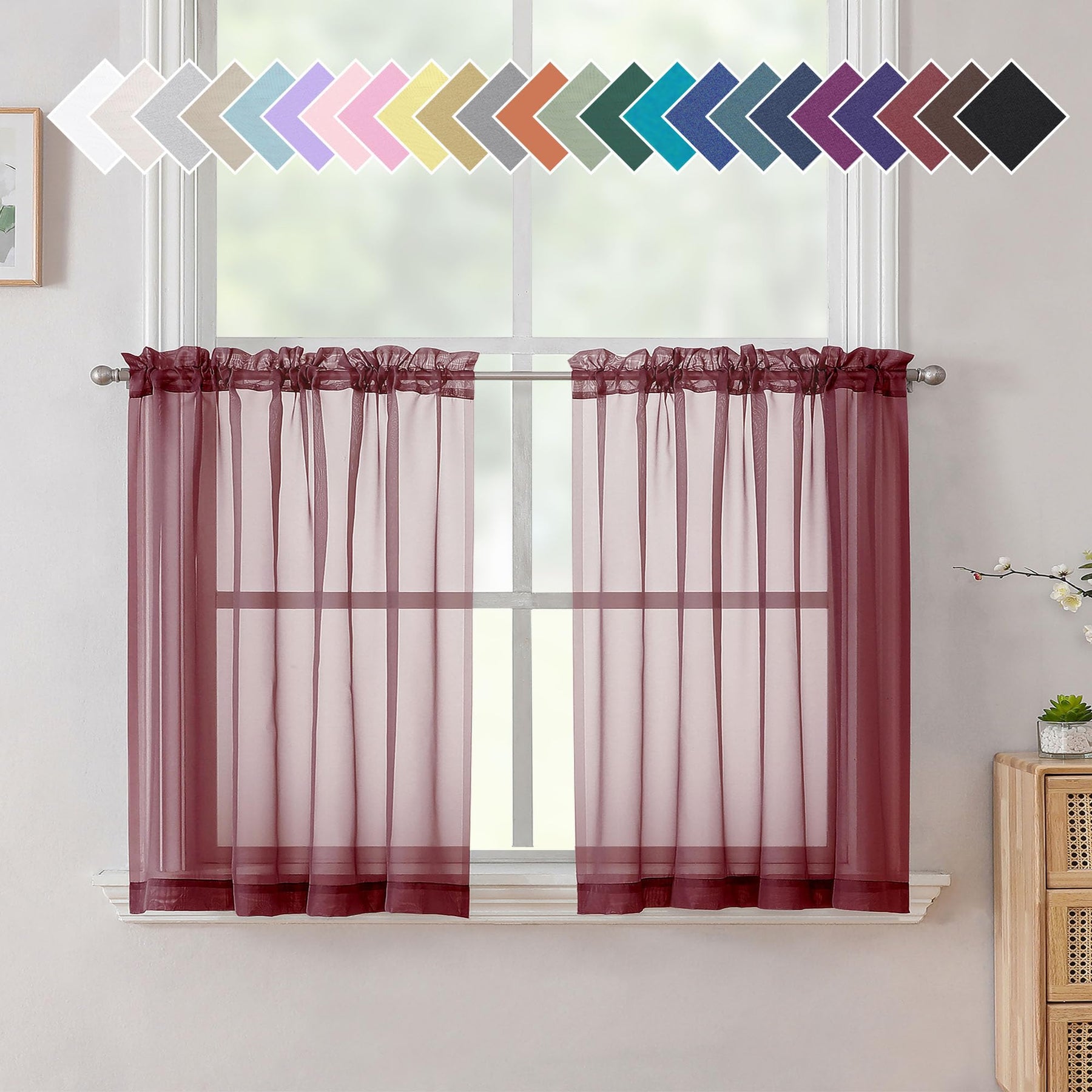 Airy Sheer Voile Curtains Set for Living Room & Bedroom