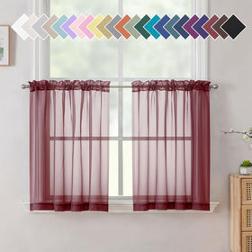 Airy Sheer Voile Curtains Set for Living Room & Bedroom