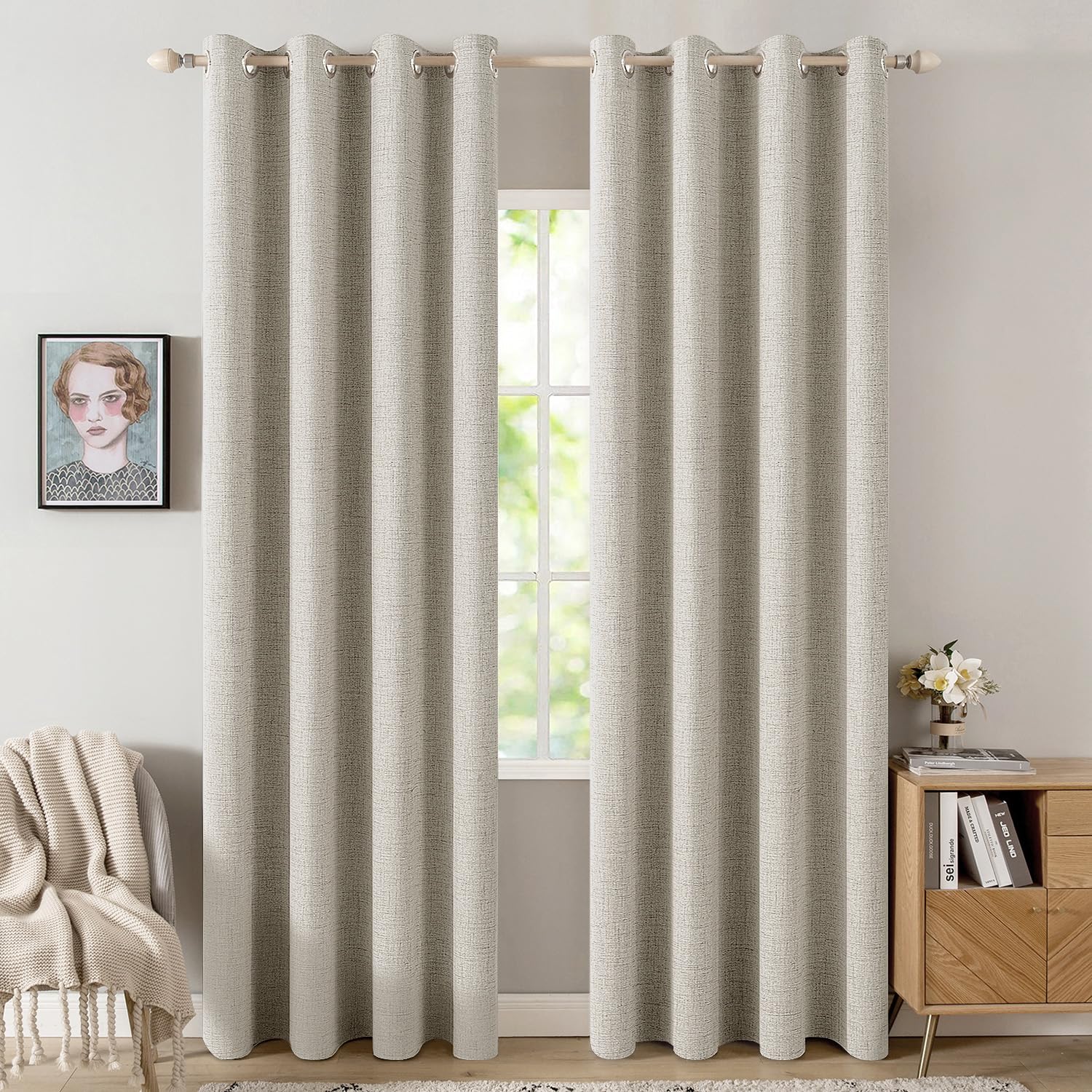 100% Blackout Linen Curtains for Bedroom & Living Room