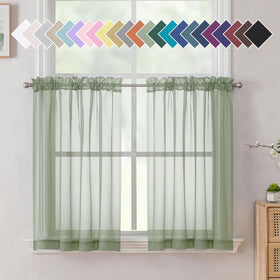 Airy Sheer Voile Curtains Set for Living Room & Bedroom
