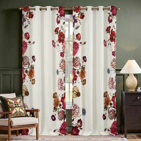 Boho Floral Room Darkening Linen Curtains