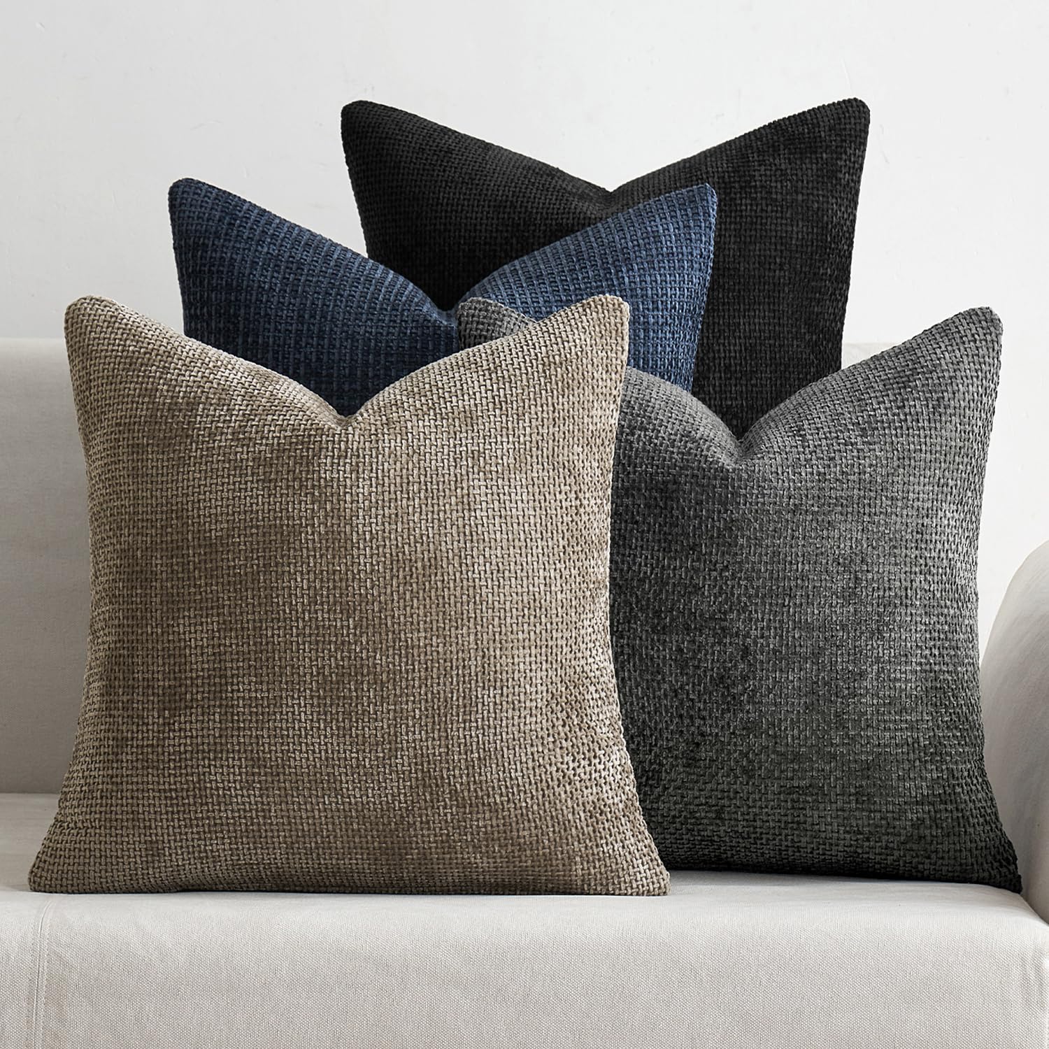 Chenille Throw Pillow Covers Set of 4