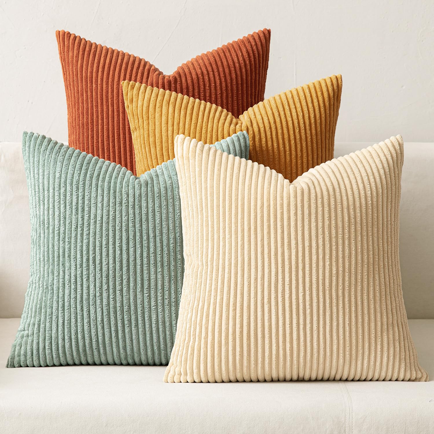 Boho Corduroy Throw Pillow Covers Set of 4