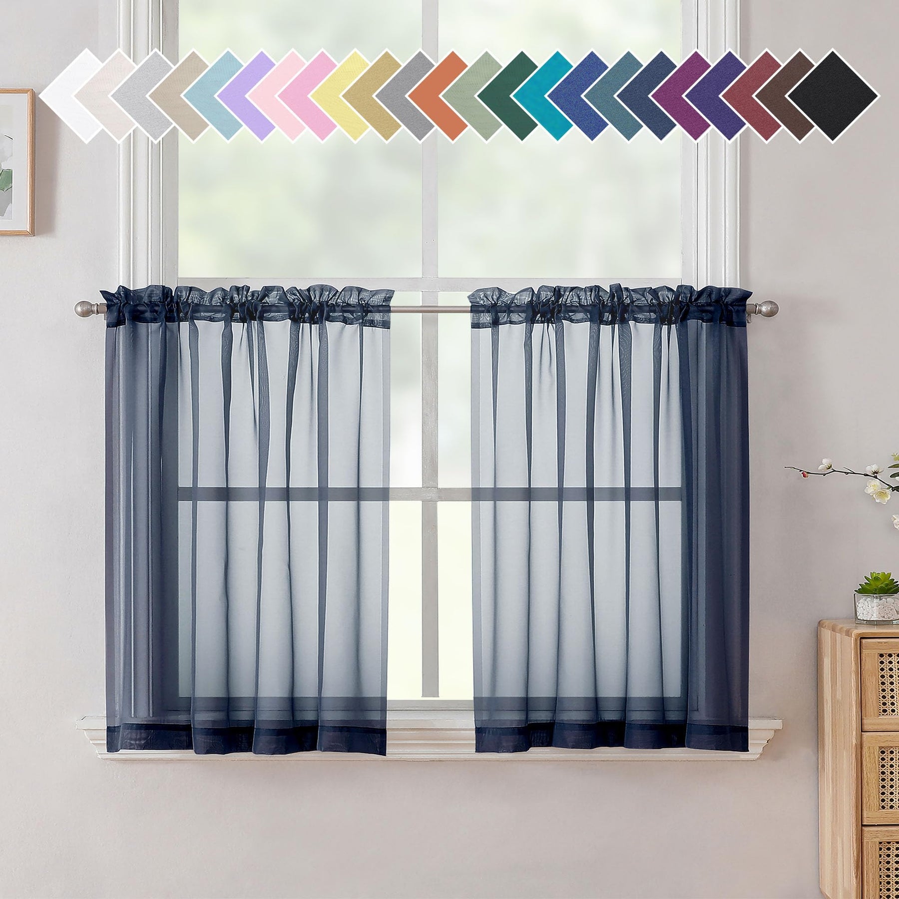 Airy Sheer Voile Curtains Set for Living Room & Bedroom