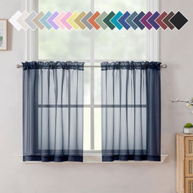 Airy Sheer Voile Curtains Set for Living Room & Bedroom