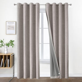 Joydeco 52 Inch Wide Bedroom 100% Faxu Linen Textured Privacy Curtains