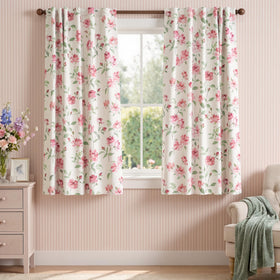 Boho Floral Room Darkening Linen Curtains