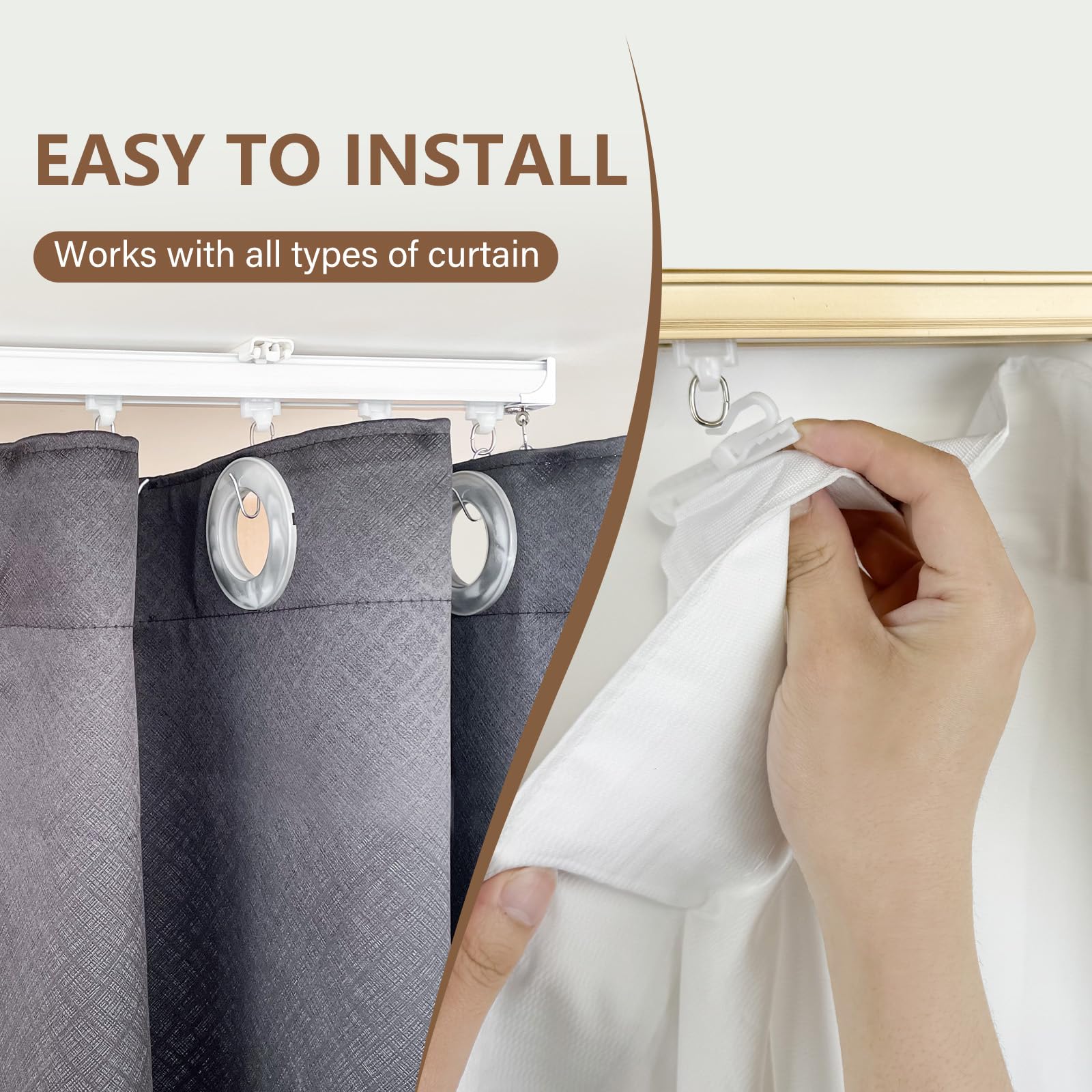 Ceiling Mounted Curtain Track Rail with Hooks