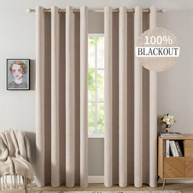 100% Blackout Linen Curtains for Bedroom & Living Room