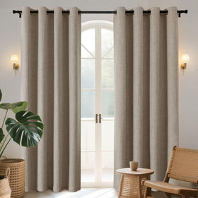 Joydeco 52 Inch Wide Bedroom 100% Faxu Linen Textured Privacy Curtains