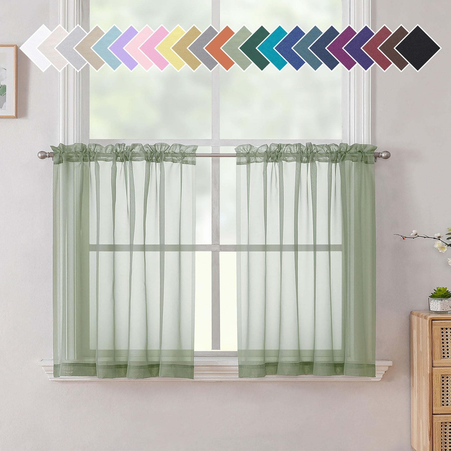 Airy Sheer Voile Curtains Set for Living Room & Bedroom